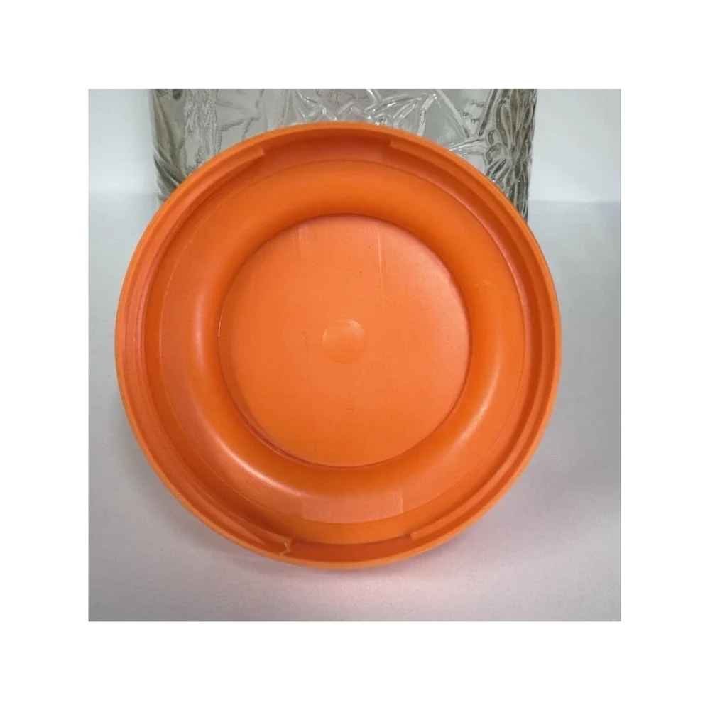 Vtg Tang Daffodil Glass Storage Jar Orange Lid VTG Marked 